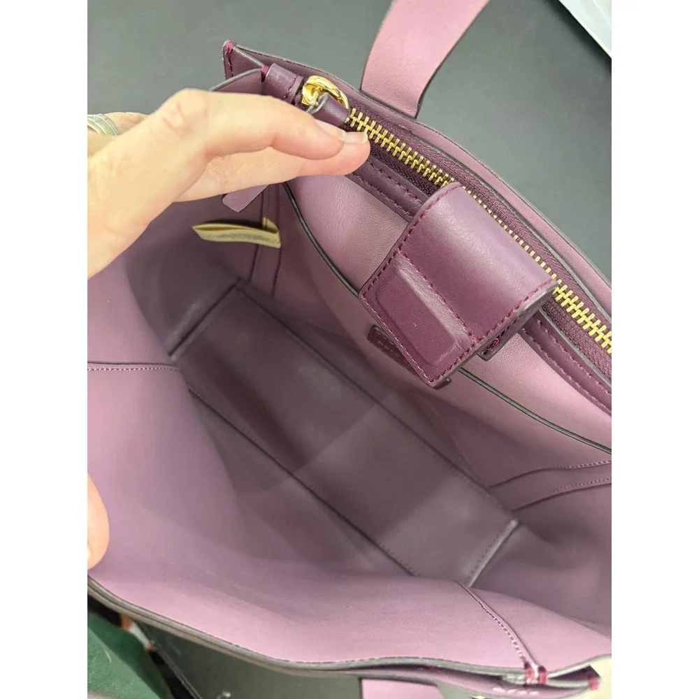 Kate Spade New York Plum Purple Leather Satchel Crossbody Bag Gold Hardware